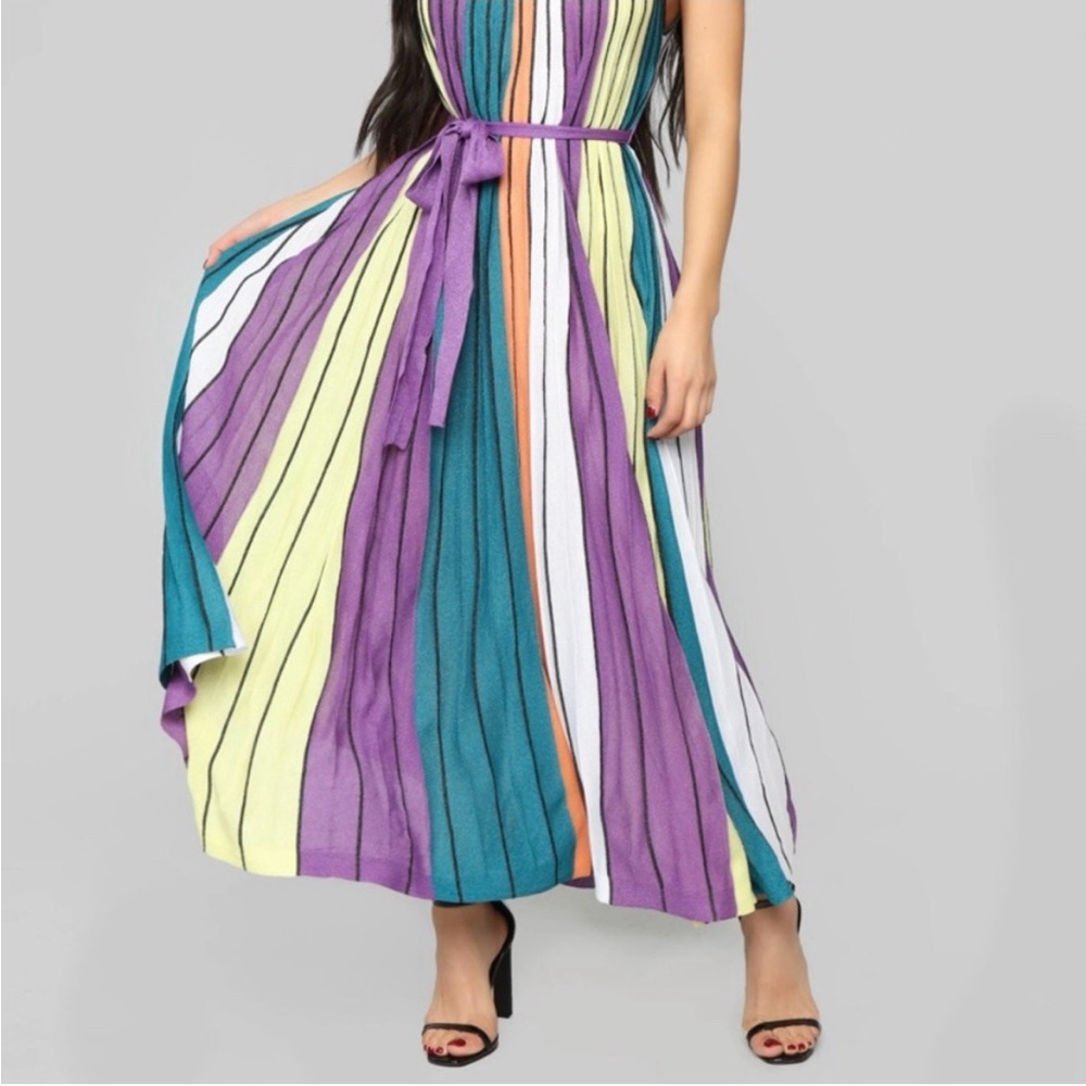 L'ATISTE by Amy Multicolor Striped Knit Dress NWT